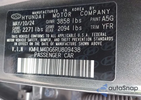2024 Hyundai Elantra Sel from USA, damaged, VIN KMHLM4DG6RU809438